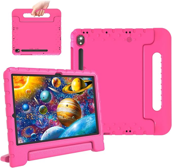 Heavy Duty Kids Case for Samsung Galaxy Tab S7 FE/S7 Plus/S8 Plus 12.4 inch | Rugged Protection Cover for Galaxy Tab S8+/Tab S7 FE/S7+ 2022/2021/2020 with S-Pen Holder Handle StandEVA Foam Rose Red