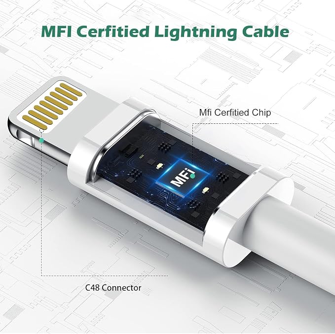 iPad ChargerFast Charge iPhone10FT i-Pad Charging Cord 12W i Pad Charger Fast Charging Block Foldable Portable Travel Plug with Extra Long Lightning Cable Cord Compatible with iPad/iPhone/Airpod