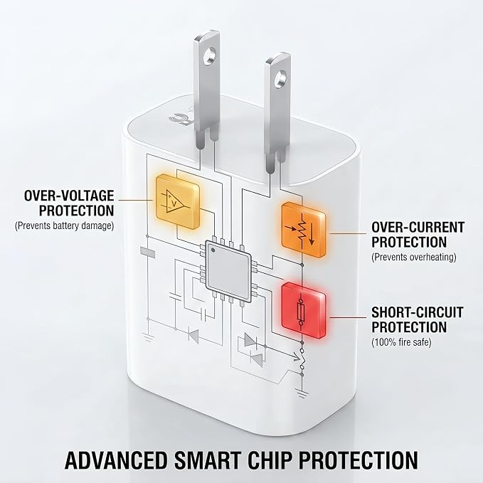 [4-Pack] 20W USB-C Charger Block Fast Wall Power Adapter (White) | Compatible with iPhone 17/16/15/14 Series Galaxy S25/S24 &amp iPad – Multi-Device Type C Charging Cube