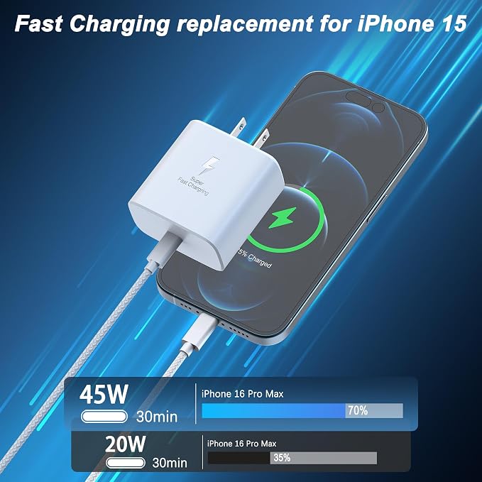 2026 45W Super Fast Charger USB C Android Phone Charger Fast Charging Compatible with Samsung Galaxy S25/S25 Ultra/S25+/S26 Ultra/S26/S26+/S24 Ultra/S23/S22/S20/S21/Note 10Galaxy Tab 6ft C Cable