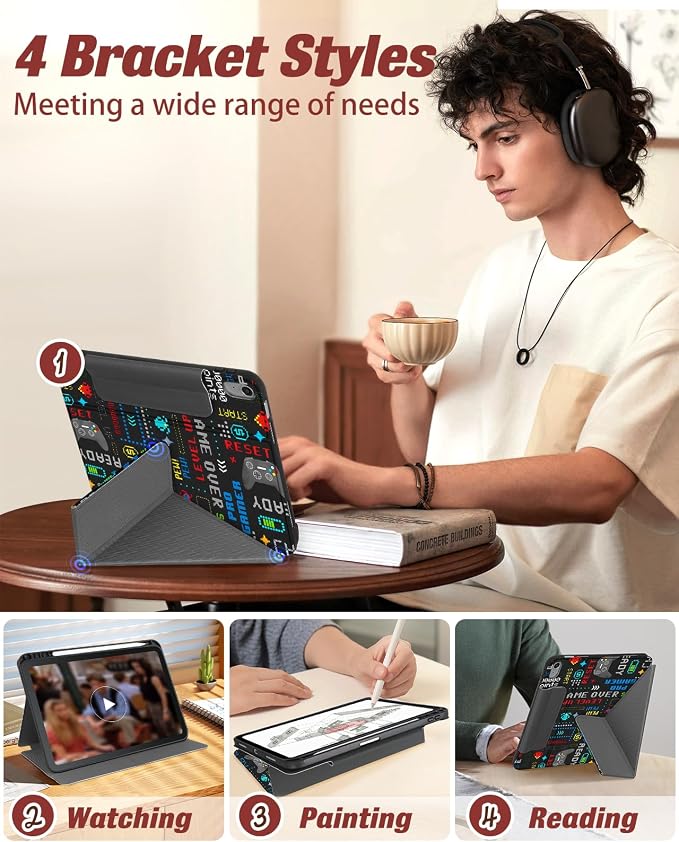 for iPad 9th/8th/7th Generation 10.2 Inch Case with Pen Holder for Boys Girls Women Men Cute Cartoon Anime Cool Funny Protector Stand Tablet Cover for Apple i Pad 7/8/9 Book Cat