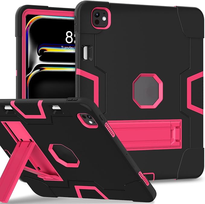 for iPad Pro 13 Inch Case M4 (2024 Model 7th Generation) A2925 A2926 A3007 with Kickstand Silicone Cover Protective Case for iPad Pro 13” Black