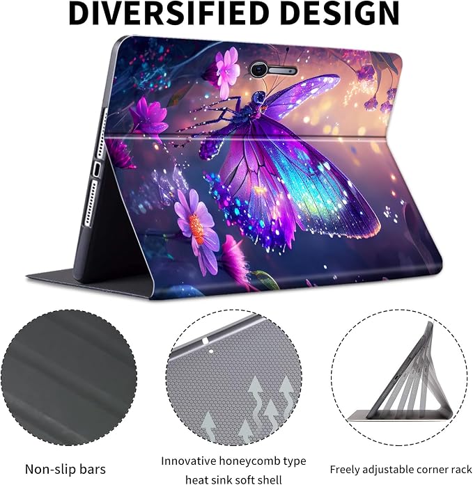 Case for Microsoft Surface Pro 11/10 / 9 13 InchPU Leather Cute Slim Folio Adjustable Stand Cover Case for Surface Pro 11th Edition AIArt Red Dragonfly