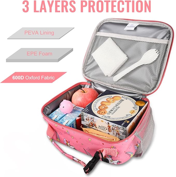 Genteen Lunch Box Kids, Prints Insulated Lunch Bag Kids Boys Girls,Soft Bag Mini Cooler Back to School Thermal Meal Tote Kit Lunch Box for School,Work,Outdoor - Star Rainbow