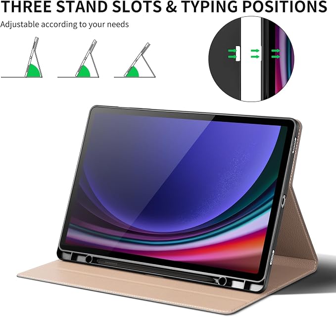 Case for Samsung Galaxy Tab S10 Lite/S10 FE/S9 FE/S9 10.9/11 | Microfiber Leather Protective Cover with S Pen HolderSmart Folio Auto Sleep/WakeAdjustable StandShockproofSlimBlack