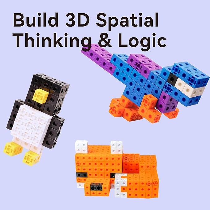 Dotimo Math Linking Cubes, Set of 200 Math Cubes Manipulative Connecting and Counting Snap Blocks for Early Math and Construction, Educational Toy for Preschool, Kindergarten, Homeschool (200-Cubes)