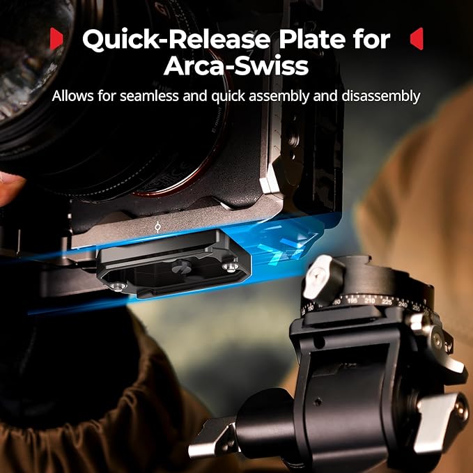 SMALLRIG Universal Mount Plate Kit with Dual 15mm Rod Clamp for Cameras, Built-in Quick-Release Plate for Arca-Swiss, with 1/4"-20 and 3/8"-16 Threaded Holes - 5365