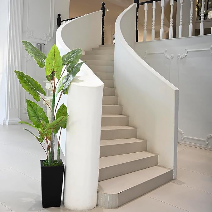 Artificial Plant Indoor 5.5FT - Fake Tree with Black Tall Planter - Faux Silk Plants Tall Fake Floor Plant in Pot - Artificial Trees for Home Office Living Room Decor Indoor