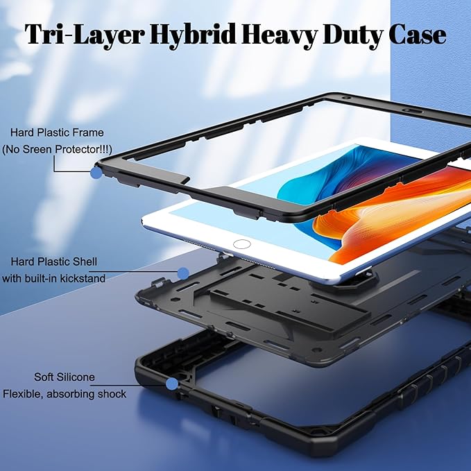 TIMISM Case for iPad 9th/8th/7th Generation(2021/2020/2019) Heavy Duty Military Grade Shockproof Rugged Protective 10.2 Cover with Built-in Stand for iPad 9 8 7 Gen Black+Green