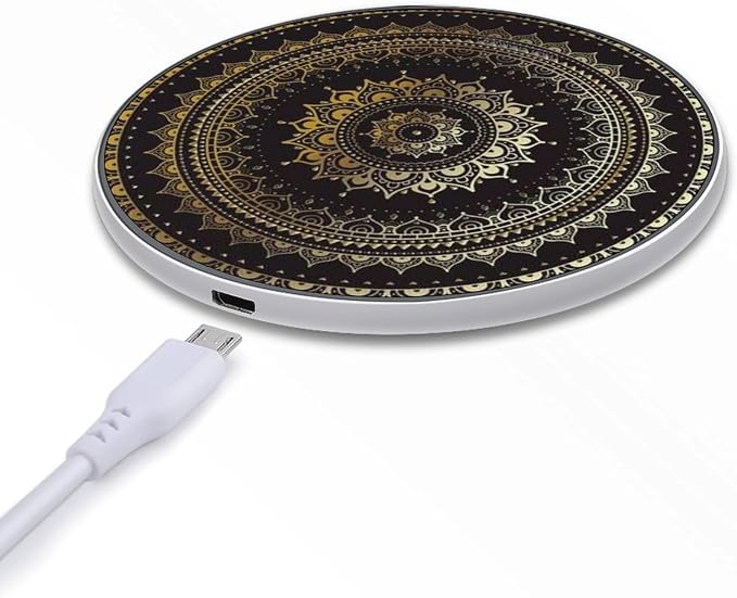 Mandala Wireless Charger Portable Fast Charging Pad Lightweight Wireless Charging Pad 10W Slim Charging Station for Phone Charger Mat for Travel Home Office Desk