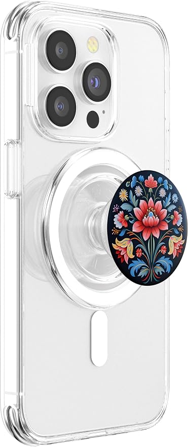 Norwegian Rosemaling Flower Rose PopSockets PopGrip for MagSafe