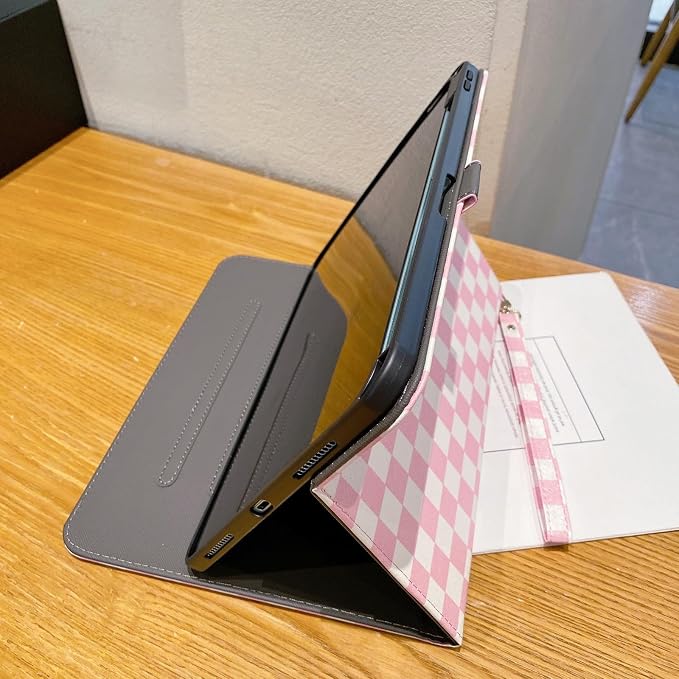 Checkered Case for iPad (A16) 11th Generation 11 Inch (2025) iPad 10th Generation 10.9 Inch (2022) with Pencil Holder (Black)