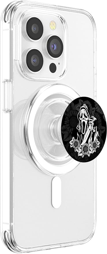 Horror with Sunflowers Scary Movies Lovers Halloween PopSockets Adhesive PopGrip