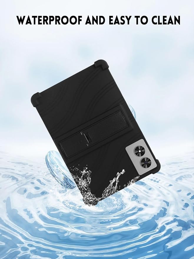Case for Frameflow P11T Android 16 Tablet 11 Inch (Dark Black) | Soft Silicone Kids Friendly Protective Cover with Adjustable Stand Drop-Proof