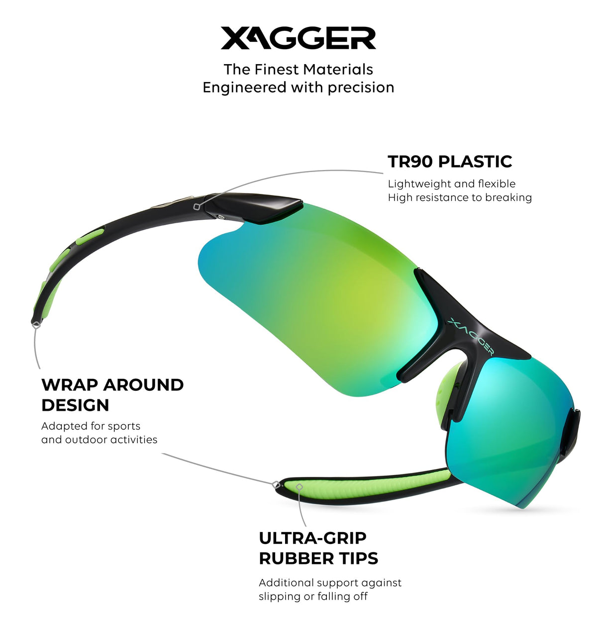 Xagger Kids Youth Polarized Sports Sunglasses for Boys Girls Baseball Softball Glasses TR90 Frame