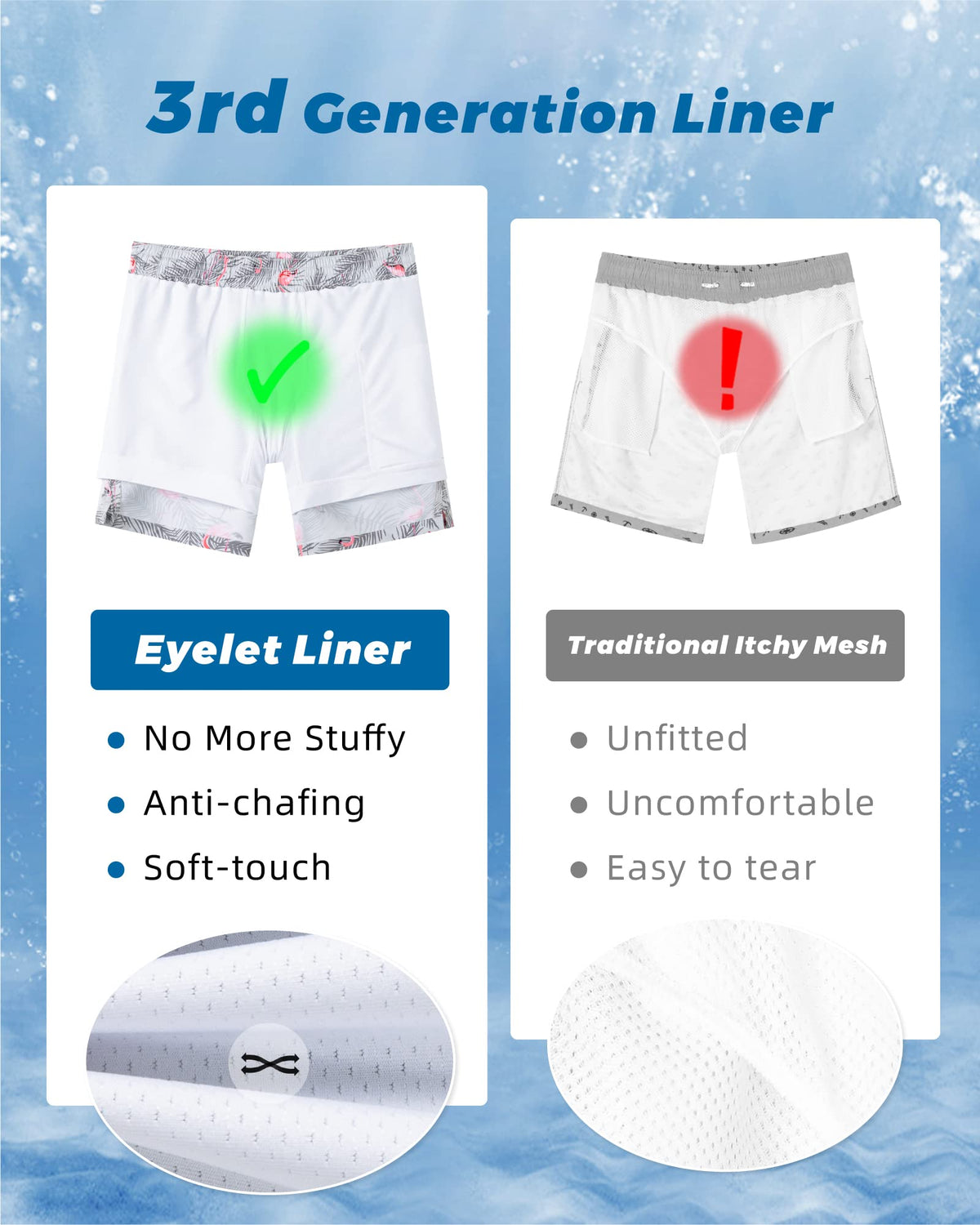SURF CUZ Mens Swim Trunks with Compression Liner Quick Dry Swim Shorts 7" Swimming Trunks Stretch Zipper Pockets Grey Flamingo X-Large