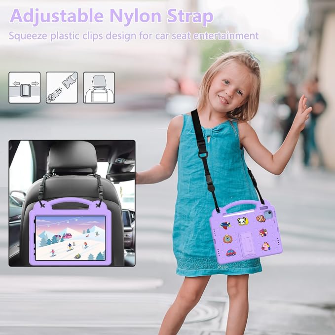YRH Kids Case for iPad A18 (2026) Gen 12 / for iPad A16 (2025) with Strap Handle Stand EVA Shockproof Cover for iPad 12th Generation 11'' Blue