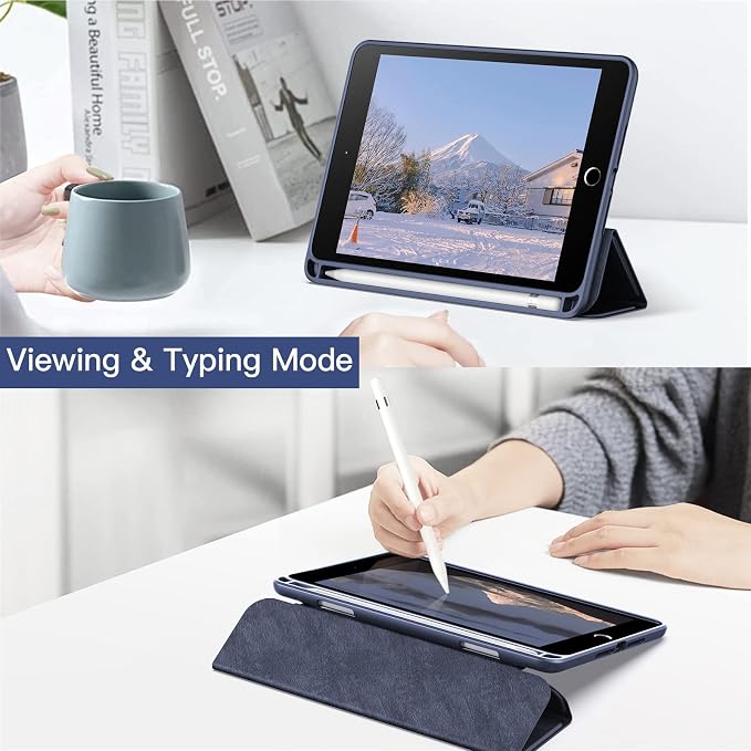 JETech Case for iPad mini 5/4 (7.9-Inch 2019/2015 Model) with Pencil Holder Clear Transparent Back Shell Slim Stand Shockproof Tablet Cover Auto Wake/Sleep (Black)
