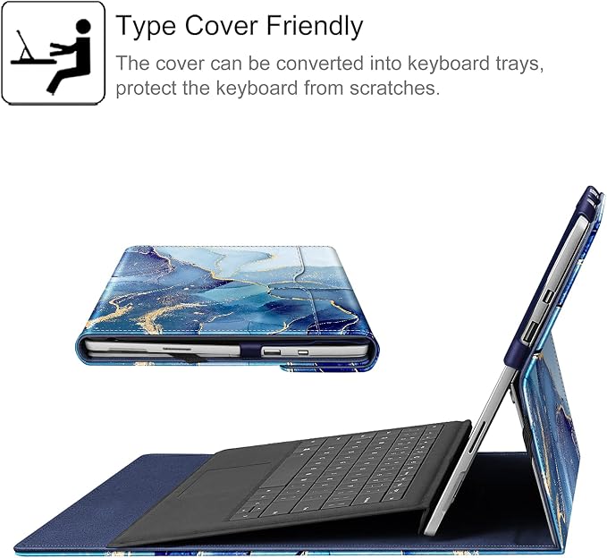 Fintie Case for 12.3 Inch Microsoft Surface Pro 7 Plus Surface Pro 7/6/5/4/3 - Portfolio Business Cover with Pocket Compatible with Type Cover Keyboard Black