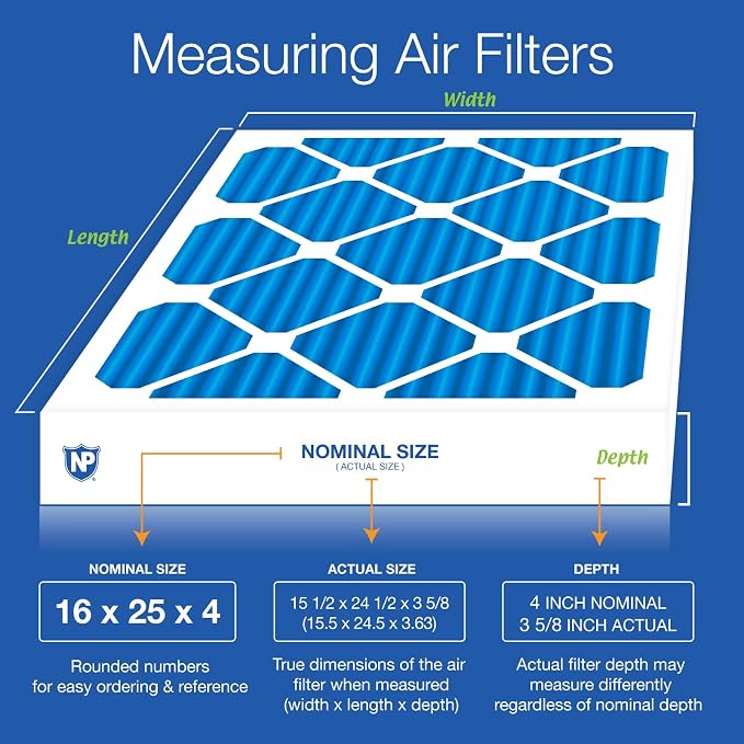 Nordic Pure 16x25x4 Pleated Air Filters MERV 7 Plus Carbon 2 Pack