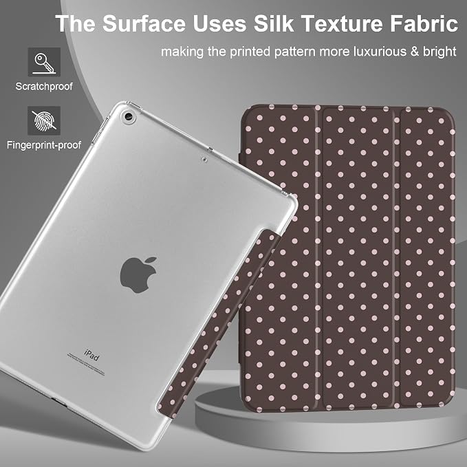 Compatible with iPad 10.2 Inch Case 2021 2020 2019 Smart Lightweight Trifold Stand Hard Plastic Transparent Cover Support Auto Sleep/Wake for iPad 10.2 9th/8th/7th Gen - Bear &amp Cherry