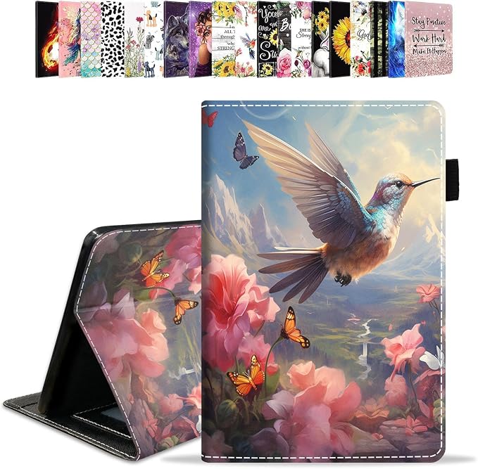 Case for Amazon Kindle Fire HD 10 Tablet 10.1 (9th/7th Generation 2019/2017 Release) - PU Leather Folio Case with Smart Auto Wake/Sleep African American Girl