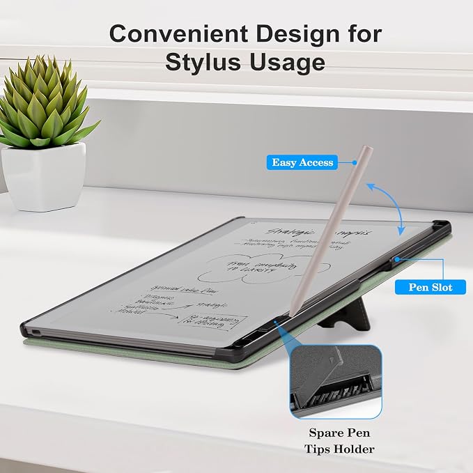 CoBak Stand Case for Remarkable 2 Paper Tablet 2020 10.3 with Hand Strap | Lightweight and Hard Back Shell Protective Book Folio Cover with 2 Kickstand Stand Angles and Pen Holder Features Black
