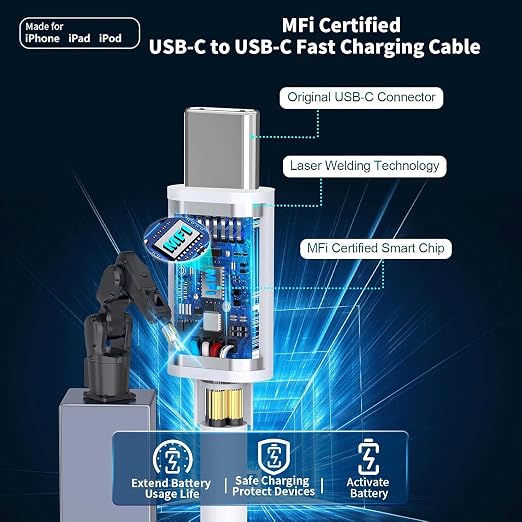 iPhone 17 Fast Charger Block[MFi Certified] 2Pack 40W USB C Wall Charger Plug with 6FT Long USB C to C Charging Data Sync Cable for Apple iPhone 17/17Air/17Pro Max/16 Pro Max/16Pro/16/15ProMax/15Pro