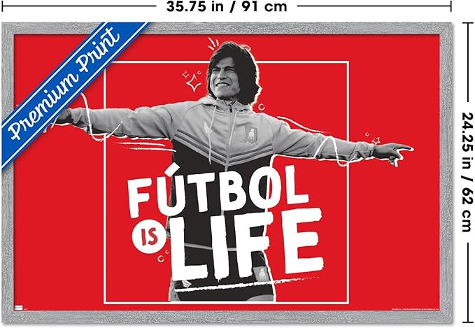 Ted Lasso - Futbol is Life Wall Poster, 34L" x 22.4W", Gray Framed Version