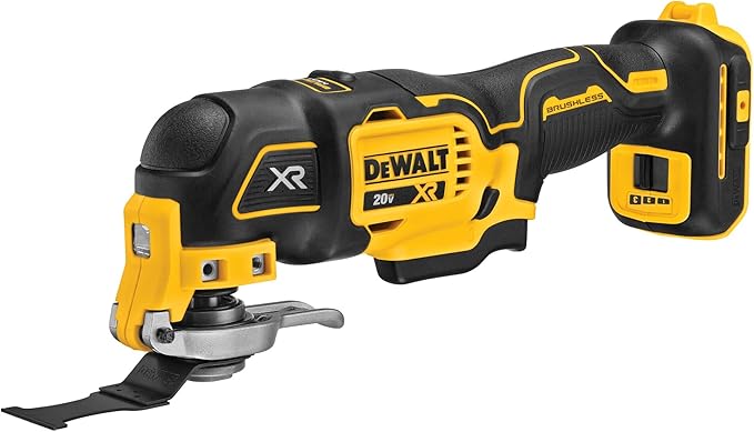 DEWALT 20V MAX XR Oscillating Multi-Tool Cordless, Variable Speed Brushless Motor Multitool with LED Light, Extended Runtime, Includes Two Wood Cutting Blades, Tool Only (DCS356B)