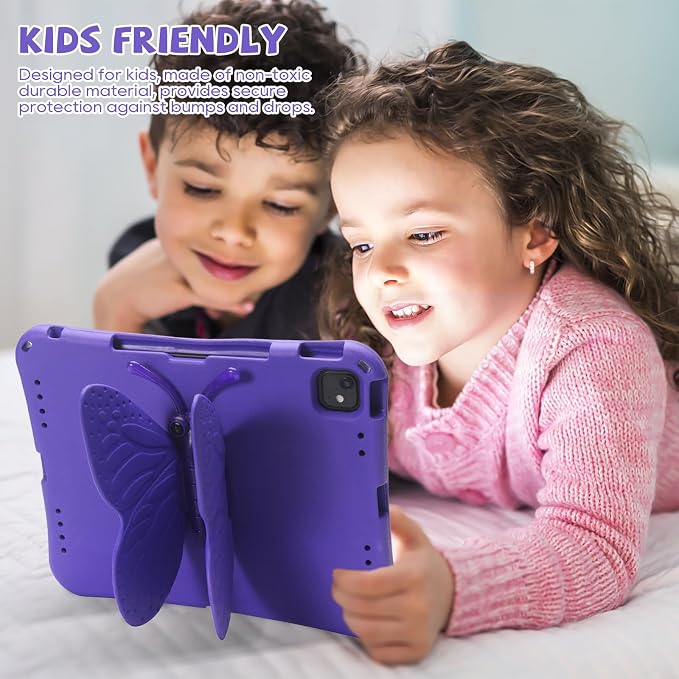Kids Case for iPad Air 13 (2026/2025/2024) M4/M3/M2 &amp iPad Pro 13 2024 &amp iPad Pro 12.9 Cover 6th/5th/4th/3rd Gen (2022/2021/2020/2018) DIY Figures EVA Rubber Handle Stand Shockproof Bumper
