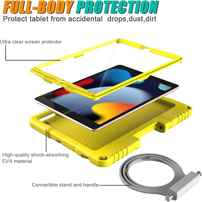 Kids Case for iPad 10th Generation 10.9-inch (2022) &amp iPad Air 11-inch M2 (2024) &amp iPad Pro 11-inch M4 (2024) Lightweight Shockproof Case Built-in Screen Protector with Handle Stand Black