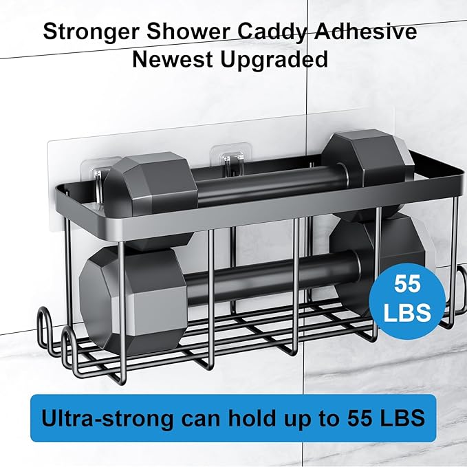 Lsnisni 4 Pack Shower Caddy Adhesive Replacement, Waterproof Adhesive Strips for Shower Shelf, Strong Adhesive Flat Hooks for Bathroom Storage Shelves and Kitchen Racks No Drilling, Clear