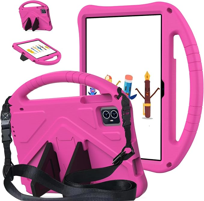 for Revvl Tab 2 Case 2025 Kids EVA Cover with Strap Handle Stand for Tmobile Revvl Tab 2 Case 10.1'' Black