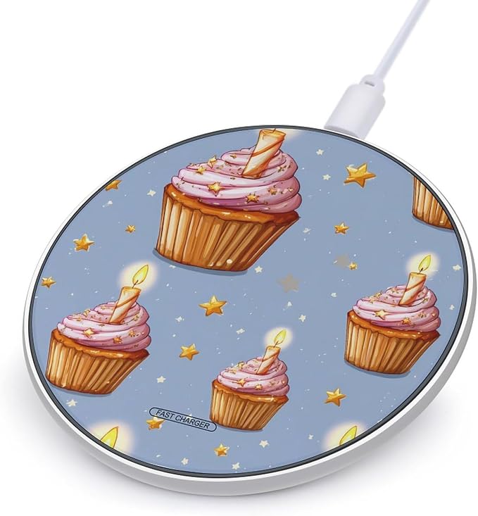 Cupcakes Print Wireless Charger SlimWireless Charging Pad Anti-Slip Charger Mat for Men Women