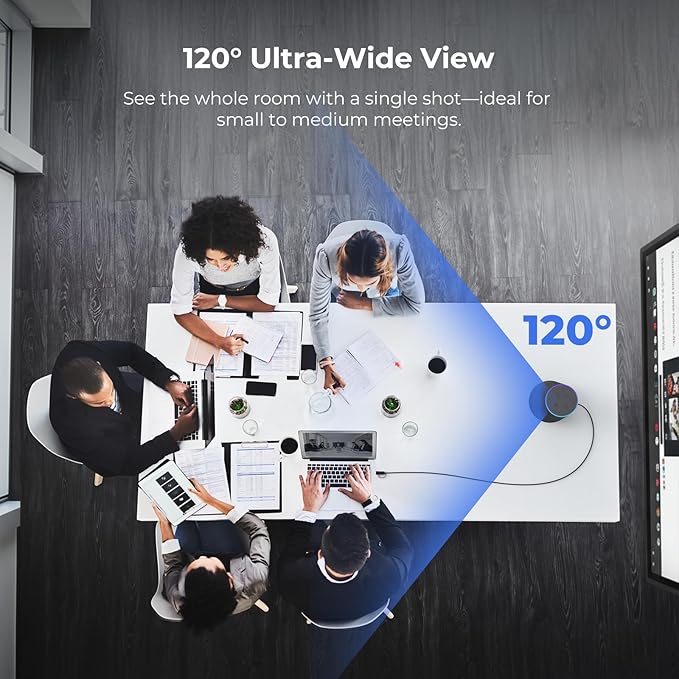 NEARITY 120 Max 4K Video Conference Camera with Microphone and Speaker, 8MP CMOS Video Conferencing System, 5X Zoom, Auto Framing, 4 Noise Cancelling Mics, 42ft Voice Pick Up for PC/Laptop/Smartboard
