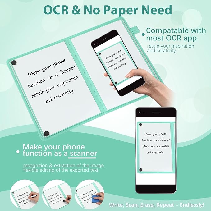 6 Sides Dry Erase Notebook Portable Whiteboards Notebook 9"x6"(a5) Small Reusable Whiteboard Notepad Foldable Anti-ghosting Surface, Travel White Board for Office Study Meeting Planning
