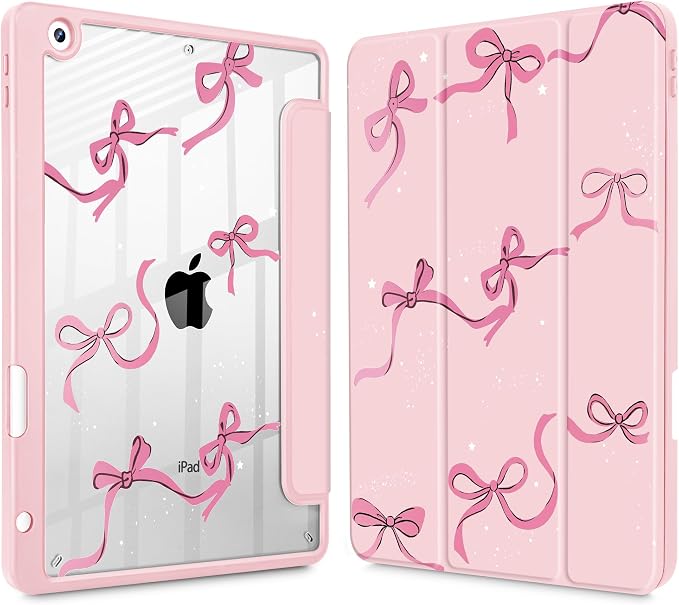 May Chen for iPad 9th Generation with Pencil Holder iPad 8th/7th Gen Case 10.2-inch [Penceil Holder] Trifold Stand Auto Wake/Sleep Clear TPU Protection Back Cover Ballet Shoes