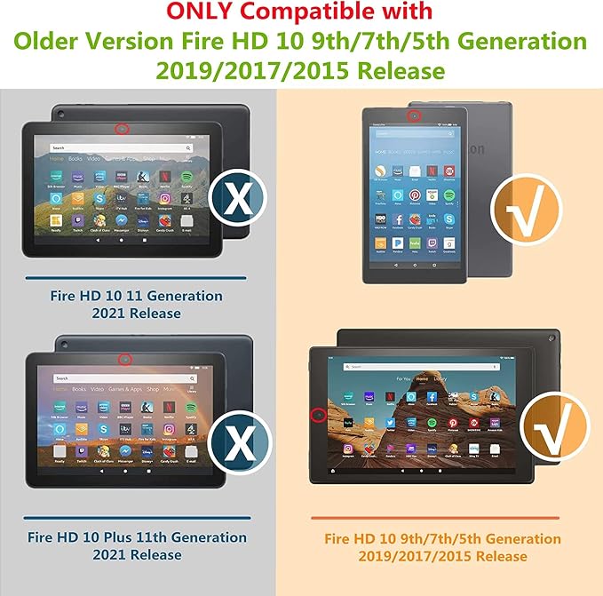 Case for Fire HD 10 Tablet 9th/7th/5th Gen 2019/2017/2015Cute Cat | Slim Durable Foldable Stand PU Leather Pencil Holder Card Slot Auto Wake，Sleep