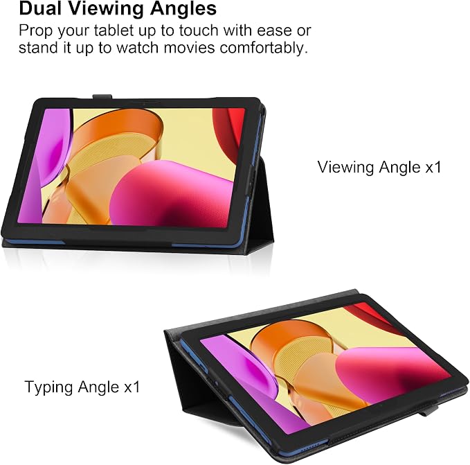 Case for Vortex ZTAB10 Tablet/Z TAB 10 Inch Tablet - Slim Lightweight Folio Stand Cover PU Leather Case Cover + 1 Stylus (Black)