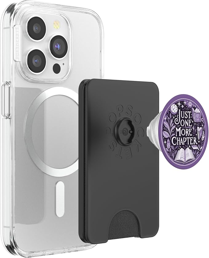 Just One More Chapter Bookish Book Reading Botanical Purple PopSockets PopGrip for MagSafe