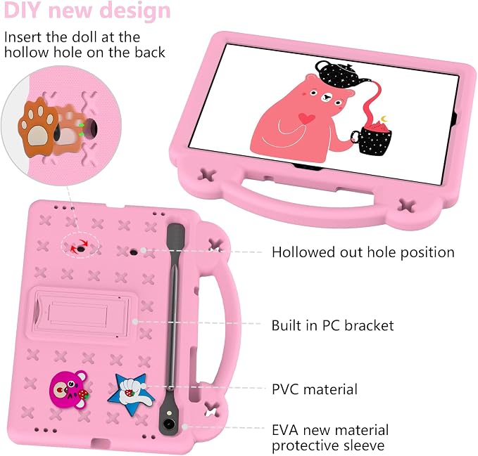 YRH Case for Samsung Galaxy Tab S10 Lite/Tab S10 FE/S9 FE 10.9'' with Handle Stand Kids EVA Shockproof Cover Blue