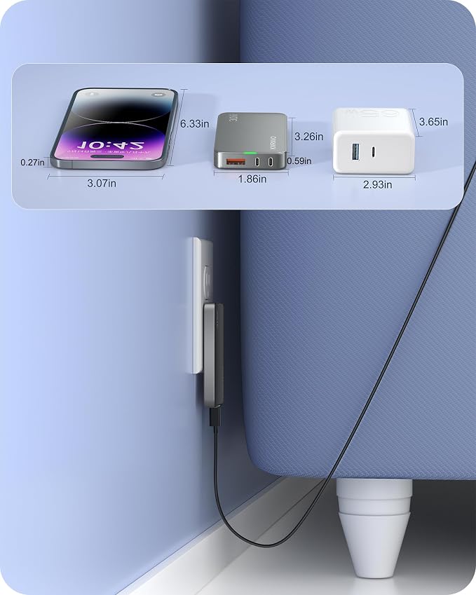 Flat USB Wall Charger 3 Ports Ultra-Slim Fast Wall Charger for Pixelbook iPad Pro iPhone 17/16/15/14 Black