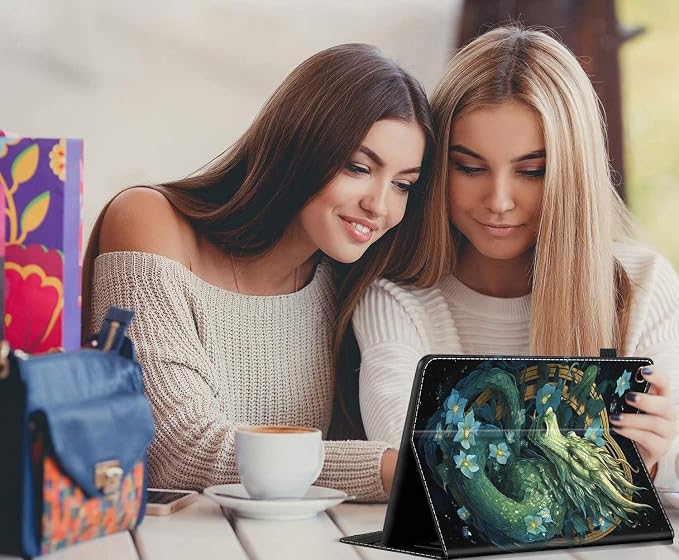 Case for All-New Amazon Fire HD 10 and 10 Plus Tablet (13th/11th Generation 2023/2021 Release) 10.1 Multi-Angle Smart Stand Cover Auto Sleep/Wake Skull and Fire