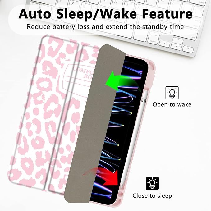 for iPad Pro 11 Inch Case 2022(4th Gen)/2021(3rd Gen)/2020(2nd Gen) with Pencil Holder TPU Shockproof Frame and Protective Leather Cover [Auto Sleep/Wake] Black Cow