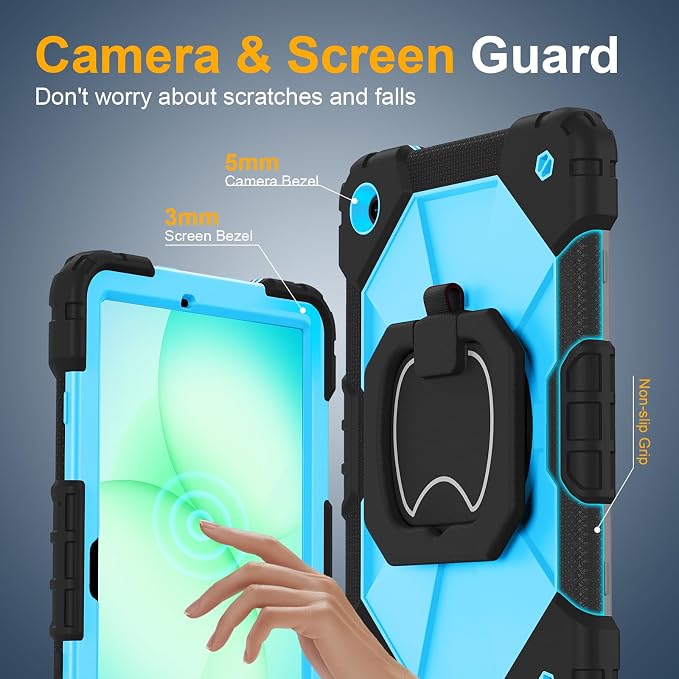 Case for Samsung Galaxy Tab A9 Plus 11 Inch 2023 Ubearkk Rugged Case for Samsung Galaxy A9+ Tablet SM-X210/X216/X218 with Screen Protector 360 Rotating Stand Shoulder Strap Pen Holder Black