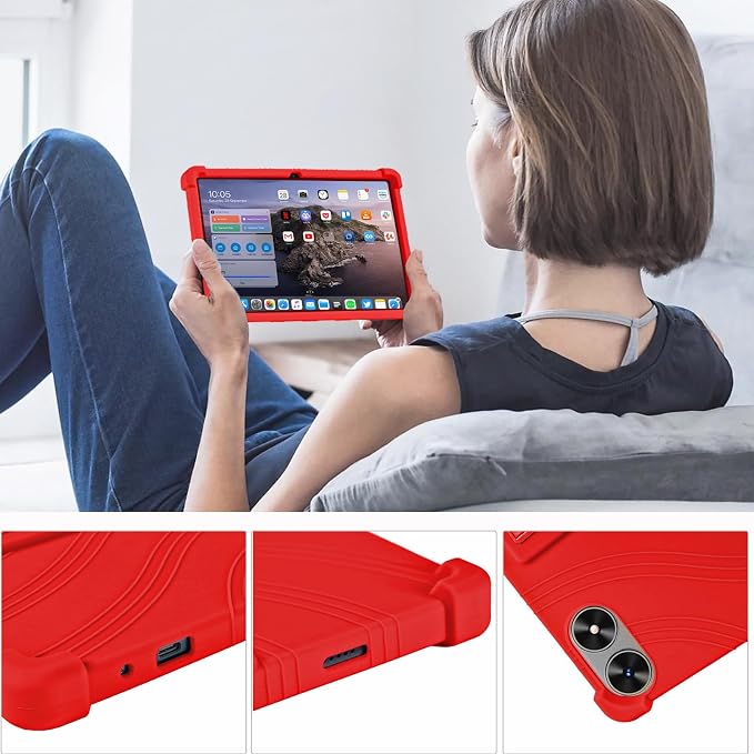 ATOOZ for SHARECLOUD P10_T Tablet Case 10.1 inch 2025Black | Soft Silicone Kids Case for Frameflow P10_A Tablet with PC Stand