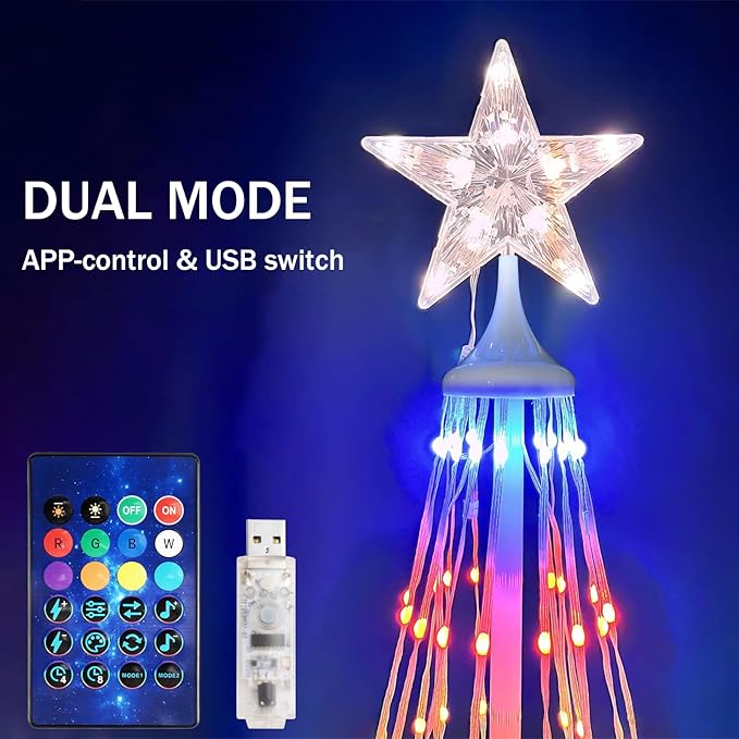 6FT LED Outdoor Christmas Tree Lights, 2025 Smart Christmas Cone Tree with App & USB Control, Remote Timer, Music Sync, Waterproof for Outside Porch Yard Xmas Decorations