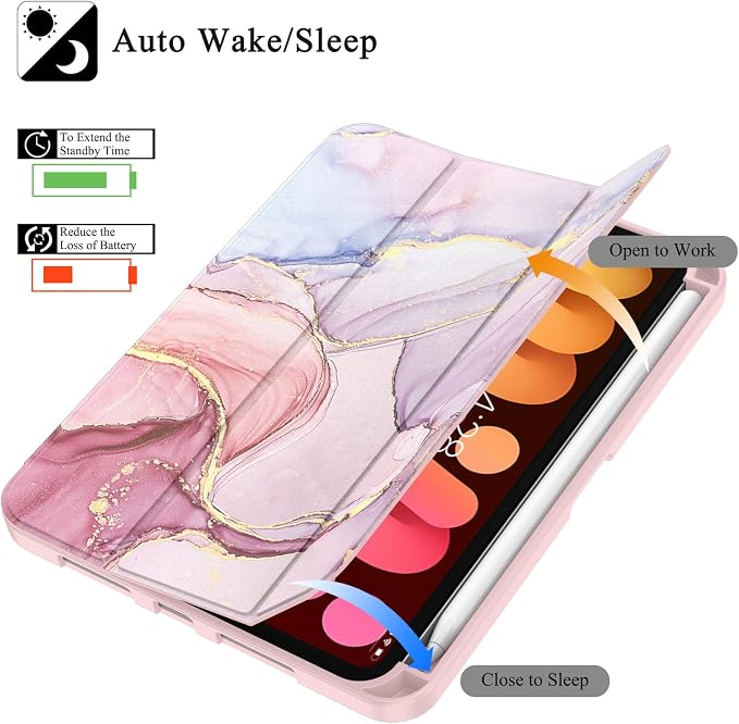 Soke Case for iPad mini (A17 Pro) 7th/ 6th Generation (Book Wine) | Built-in Apple Pencil Slot fit iPad Mini 2024 and 2021 8.3 inch Auto Sleep/Wake