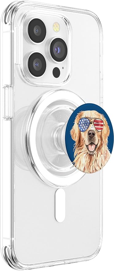 Golden Retriever Dog Face American Flag Sunglasses Patriotic PopSockets Grip and Stand for Phones and Tablets PopSockets Standard PopGrip